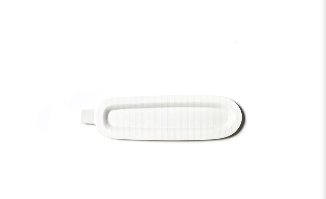 White Stripe Mini Oval Tray